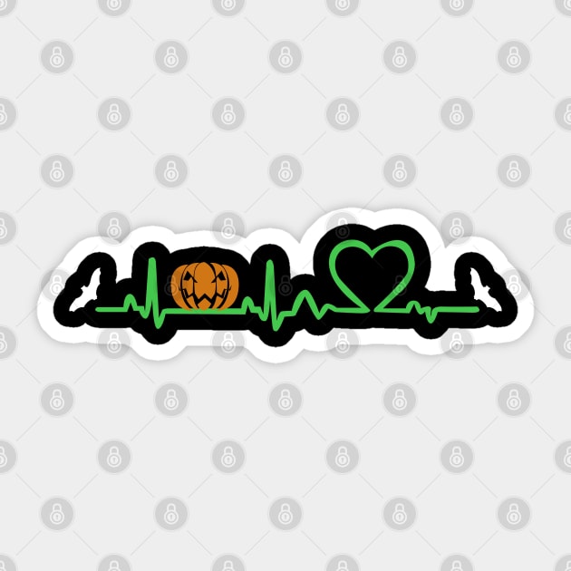 Halloween Pumpkin Heartbeat T-shirt Sticker by JDaneStore